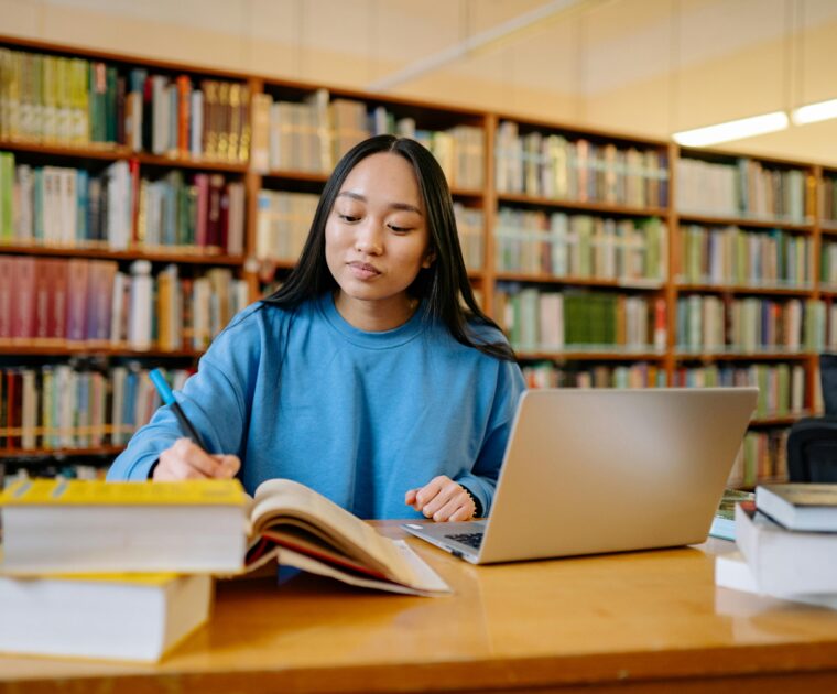 Student Studying in Library
