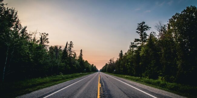 Sunset on a Michigan road