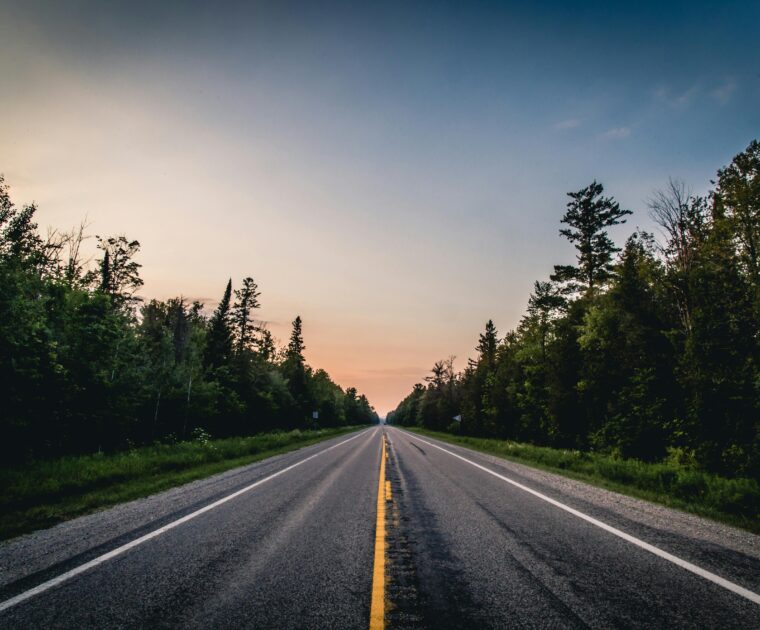 Sunset on a Michigan road