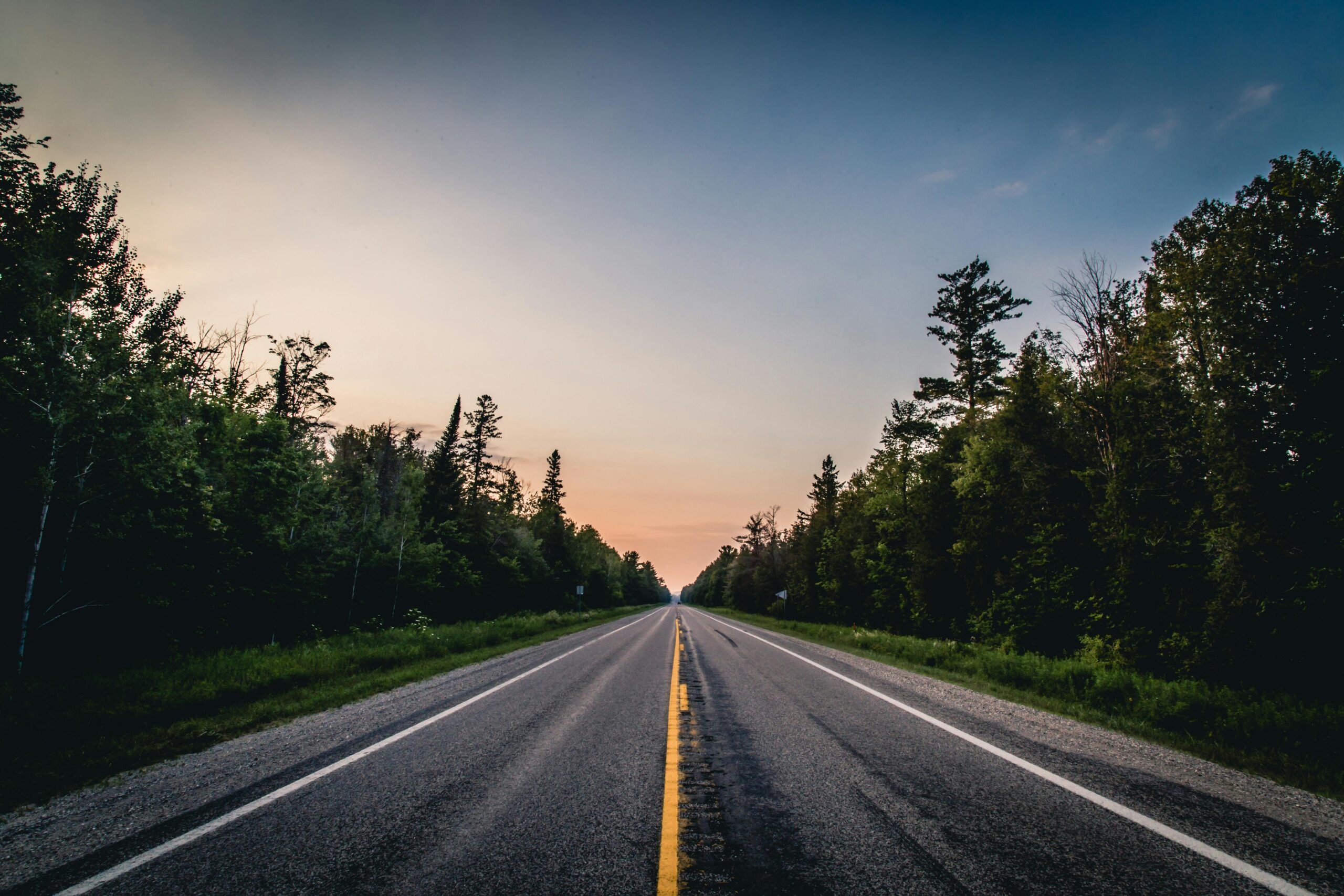 Sunset on a Michigan road scaled